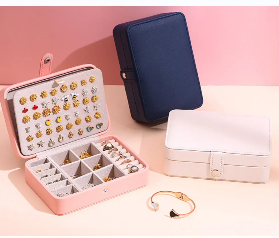 Leather Jewelry Box Organizer – Ring & Earring Storage Case