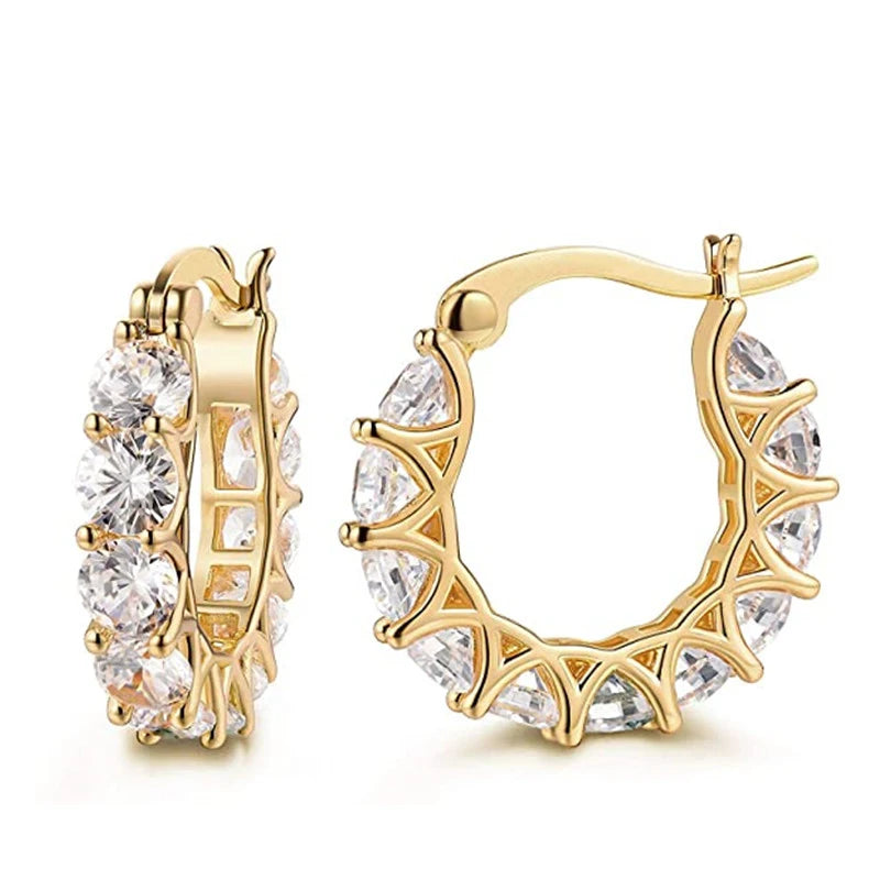 Paved Crystal CZ Hoop Earrings elegant Statement Design