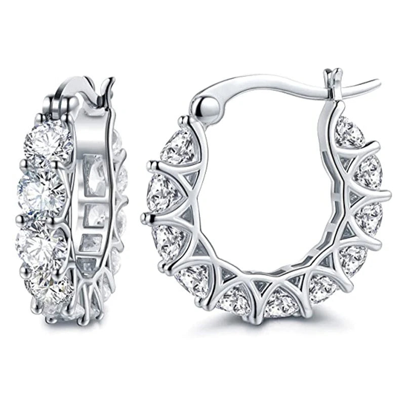 Paved Crystal CZ Hoop Earrings elegant Statement Design