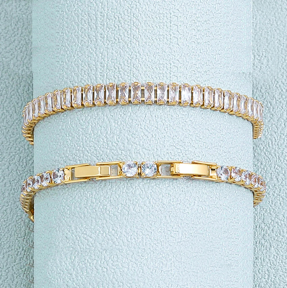 Gold Color Tennis Bracelet – Cubic Zirconia Stainless Steel