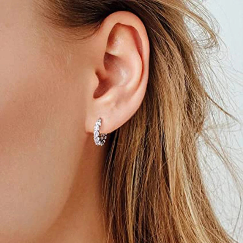 Paved Crystal CZ Hoop Earrings elegant Statement Design