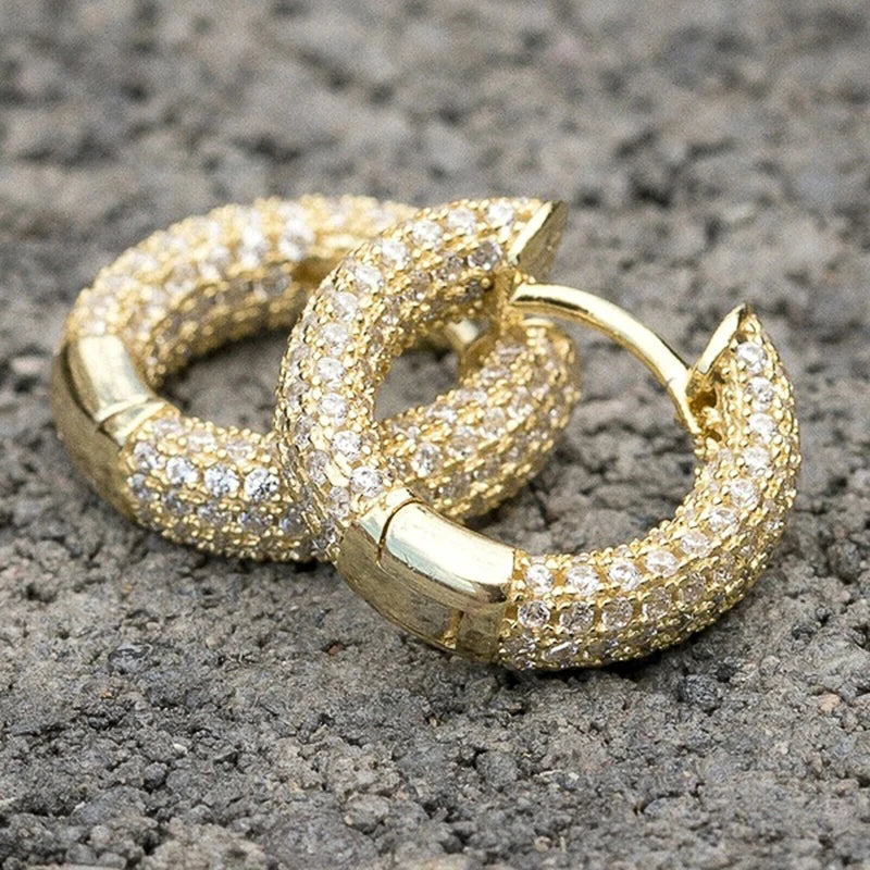 Small Hoop Earrings with Micro Paved CZ Luxury Style