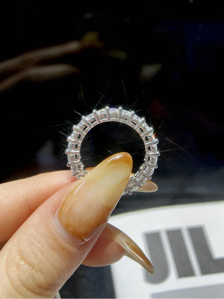 925 Sterling Silver Single Row Zircon Ring classic Wedding & Engagement Style