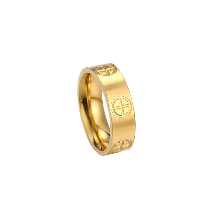 Classic Cross Stainless Steel Rings For Women Men Gold Color Luxury