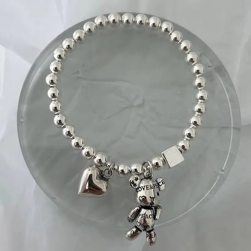 925 Sterling Silver Bracelets for Women String of Beads