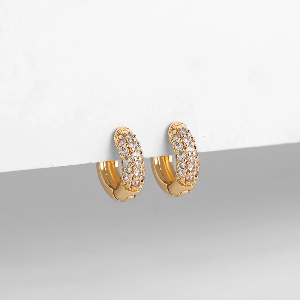 Gold Plated Thin Huggie Hoop Earrings – CZ Minimal Design
