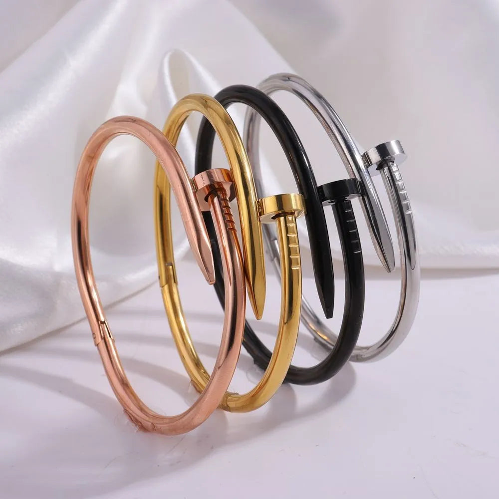 Stainless Steel Nail Bracelet – Trendy Unisex Design