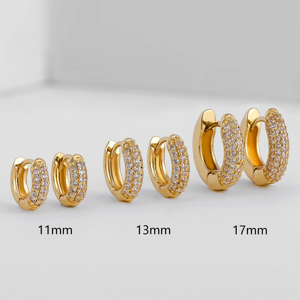 Gold Plated Thin Huggie Hoop Earrings – CZ Minimal Design