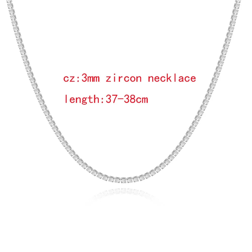14K Gold Tennis Necklace – Crystal Chain Choker