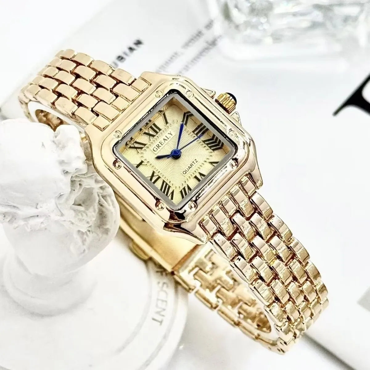 Women’s Square Quartz Watch with Rhinestones