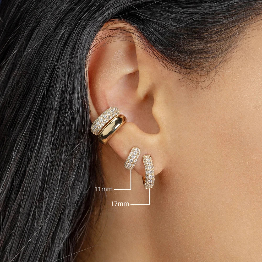 Gold Plated Thin Huggie Hoop Earrings – CZ Minimal Design