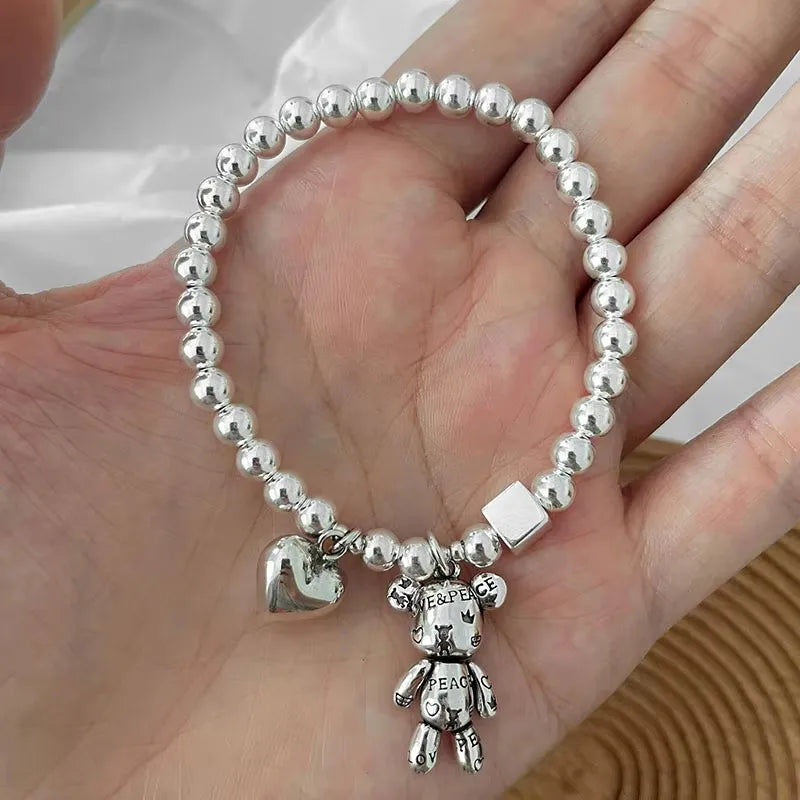 925 Sterling Silver Bracelets for Women String of Beads