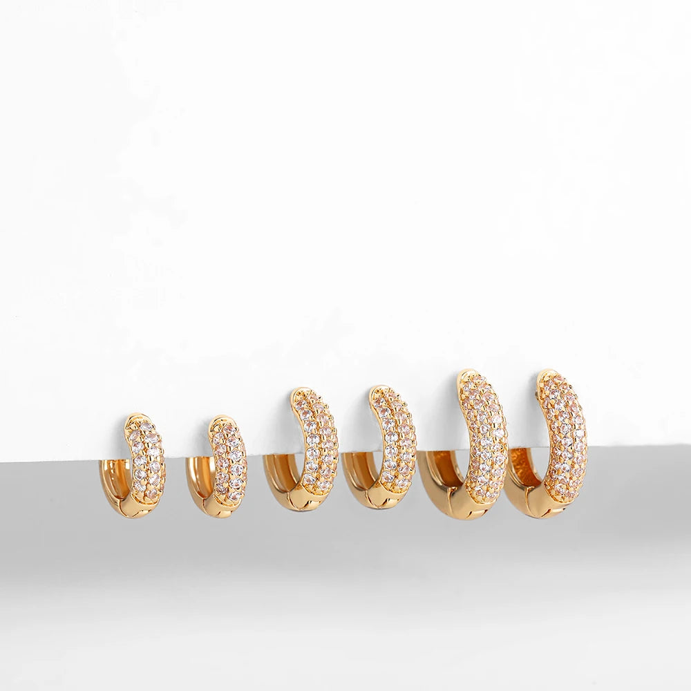 Gold Plated Thin Huggie Hoop Earrings – CZ Minimal Design