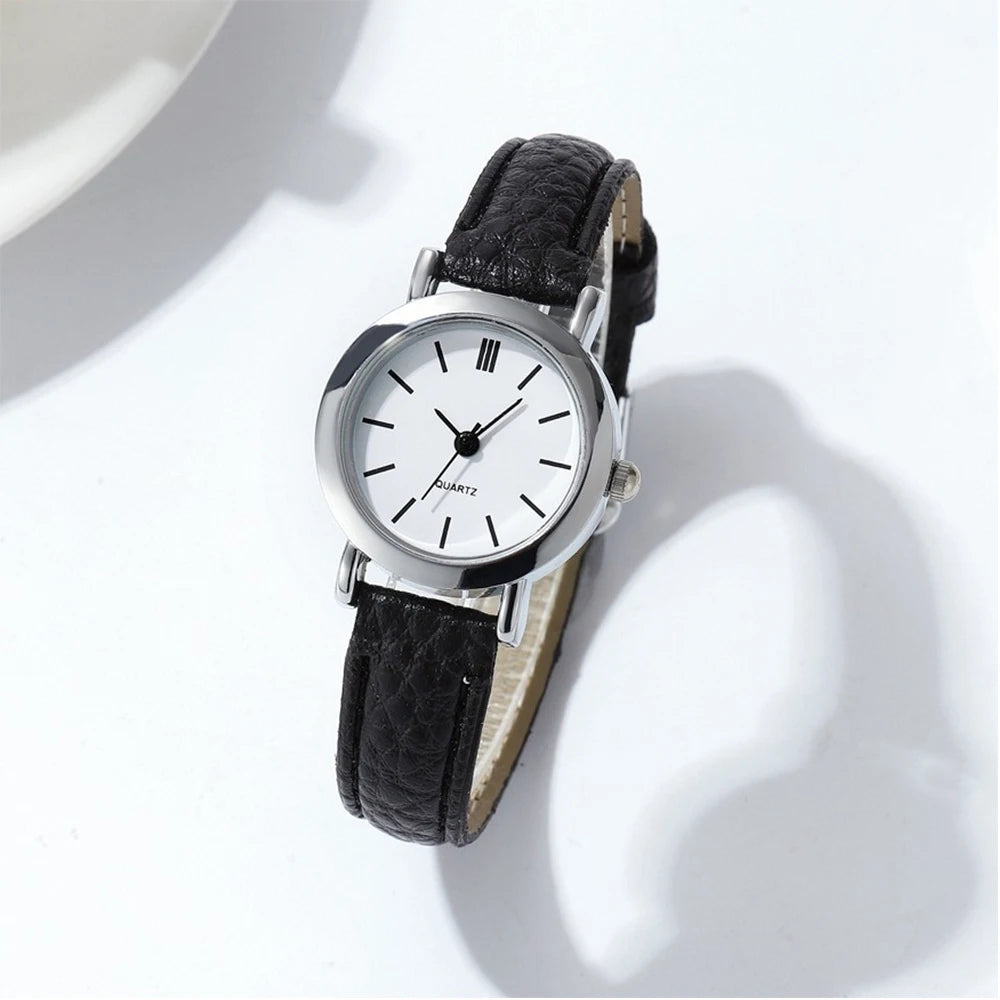 Women’s Small Arabic Numeral Quartz Watch – Leather Band