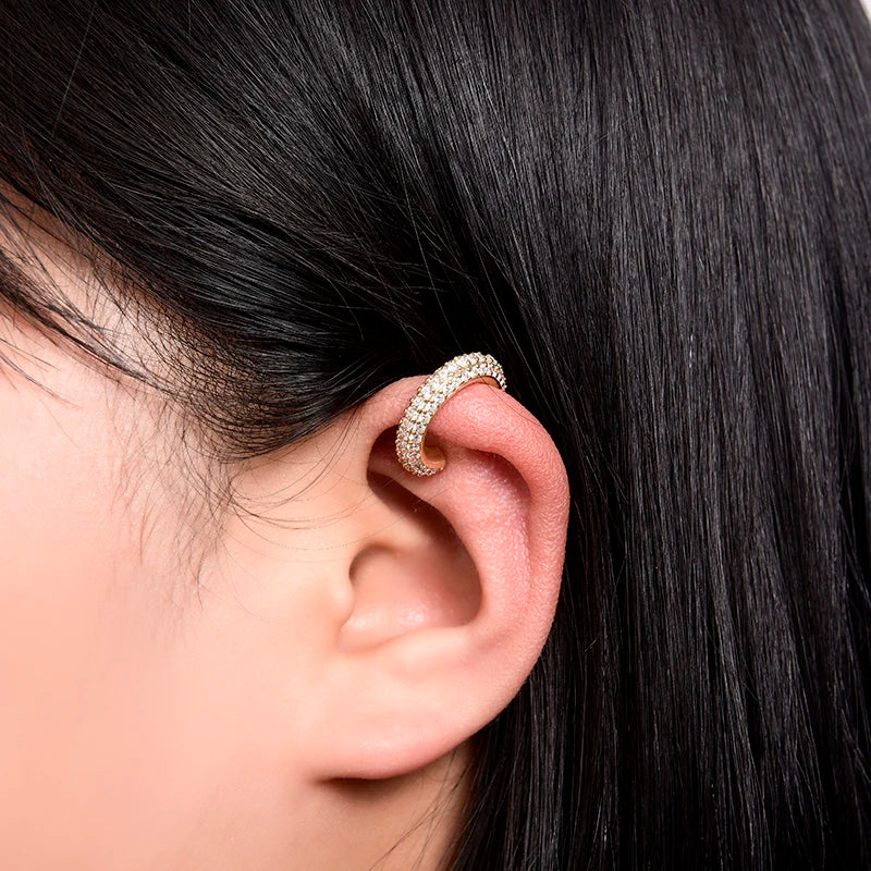 Round C-Shape Zircon Earcuff – No Piercing Required (Gold & Silver Color)