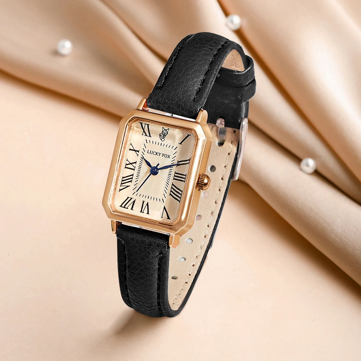 Women’s Retro Square Quartz Watch – Digital Dial with Leather Strap