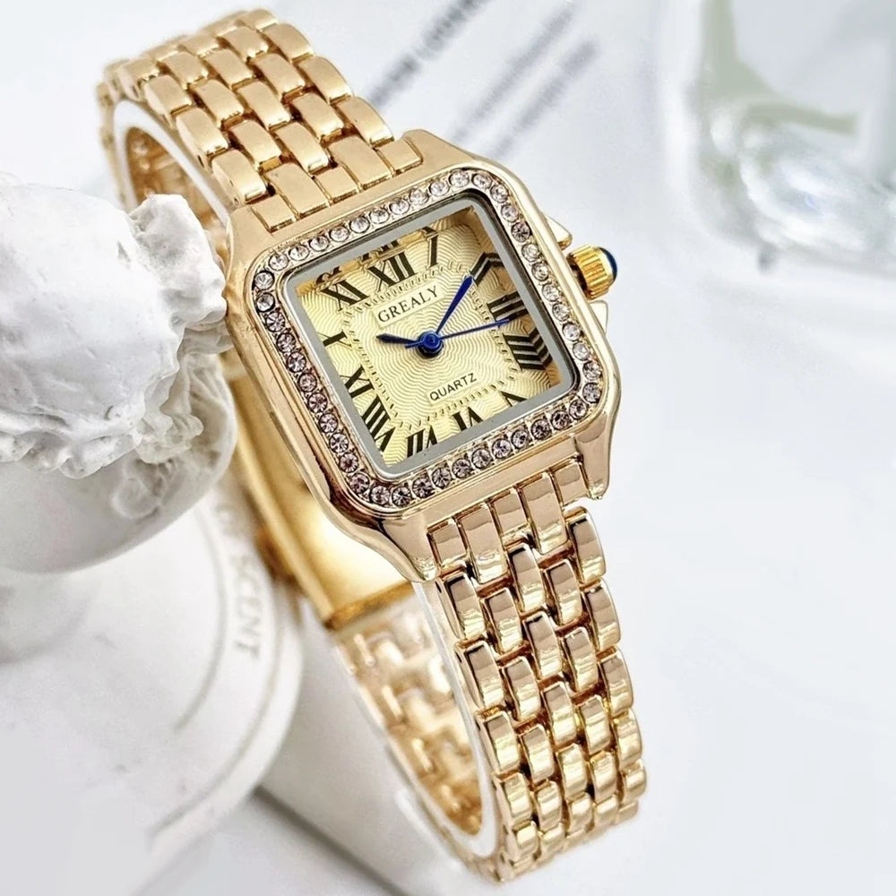 Women’s Square Quartz Watch with Rhinestones