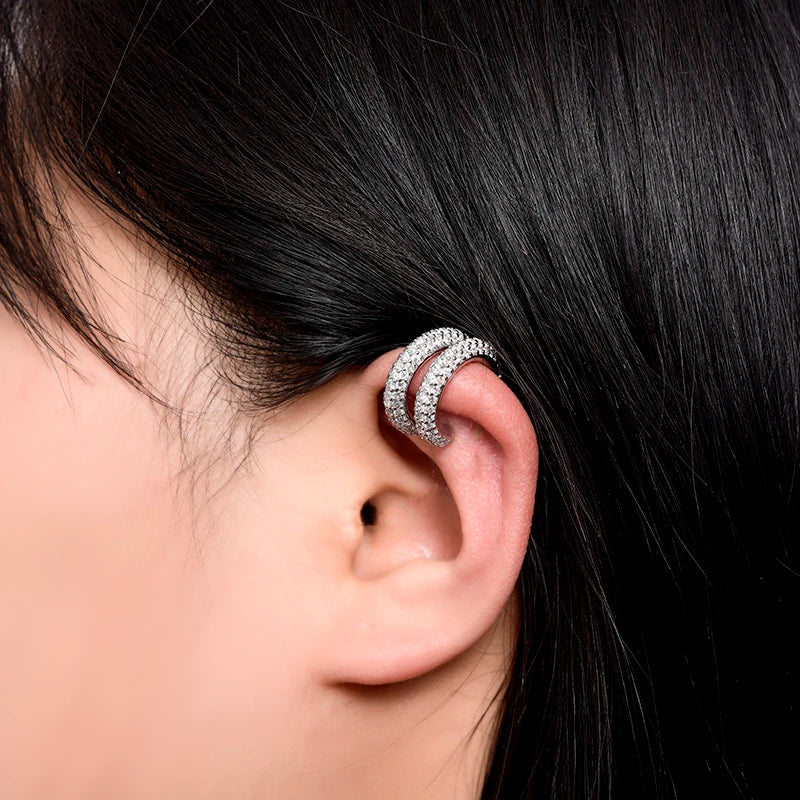 Round C-Shape Zircon Earcuff – No Piercing Required (Gold & Silver Color)