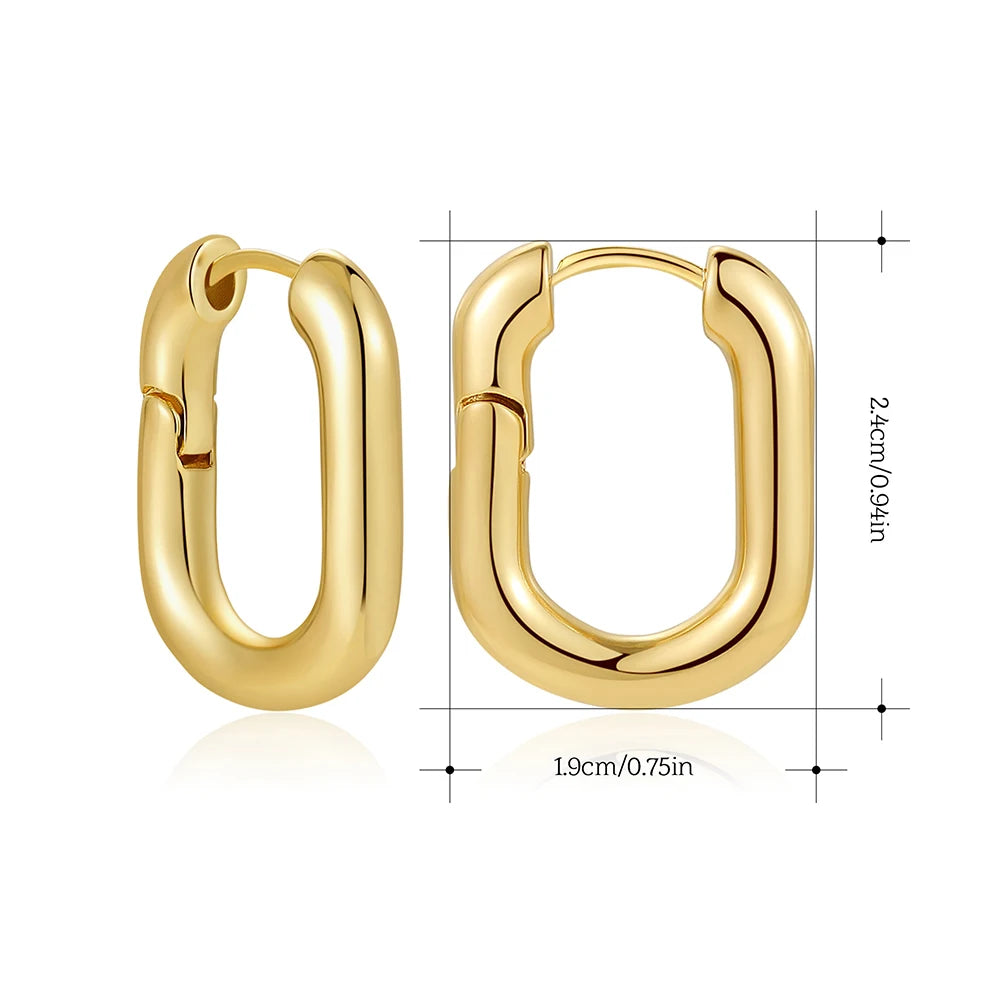 Gold Color Cubic Zirconia Hoop Earrings round Classic Design