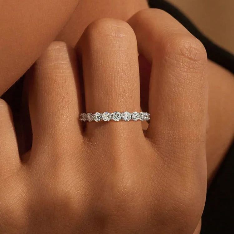 925 Sterling Silver Single Row Zircon Ring classic Wedding & Engagement Style