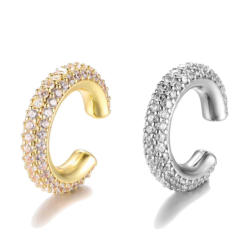 Round C-Shape Zircon Earcuff – No Piercing Required (Gold & Silver Color)